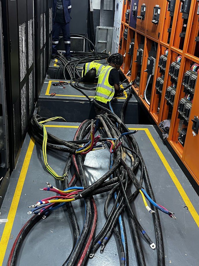 Overhead cabling in a switchroom